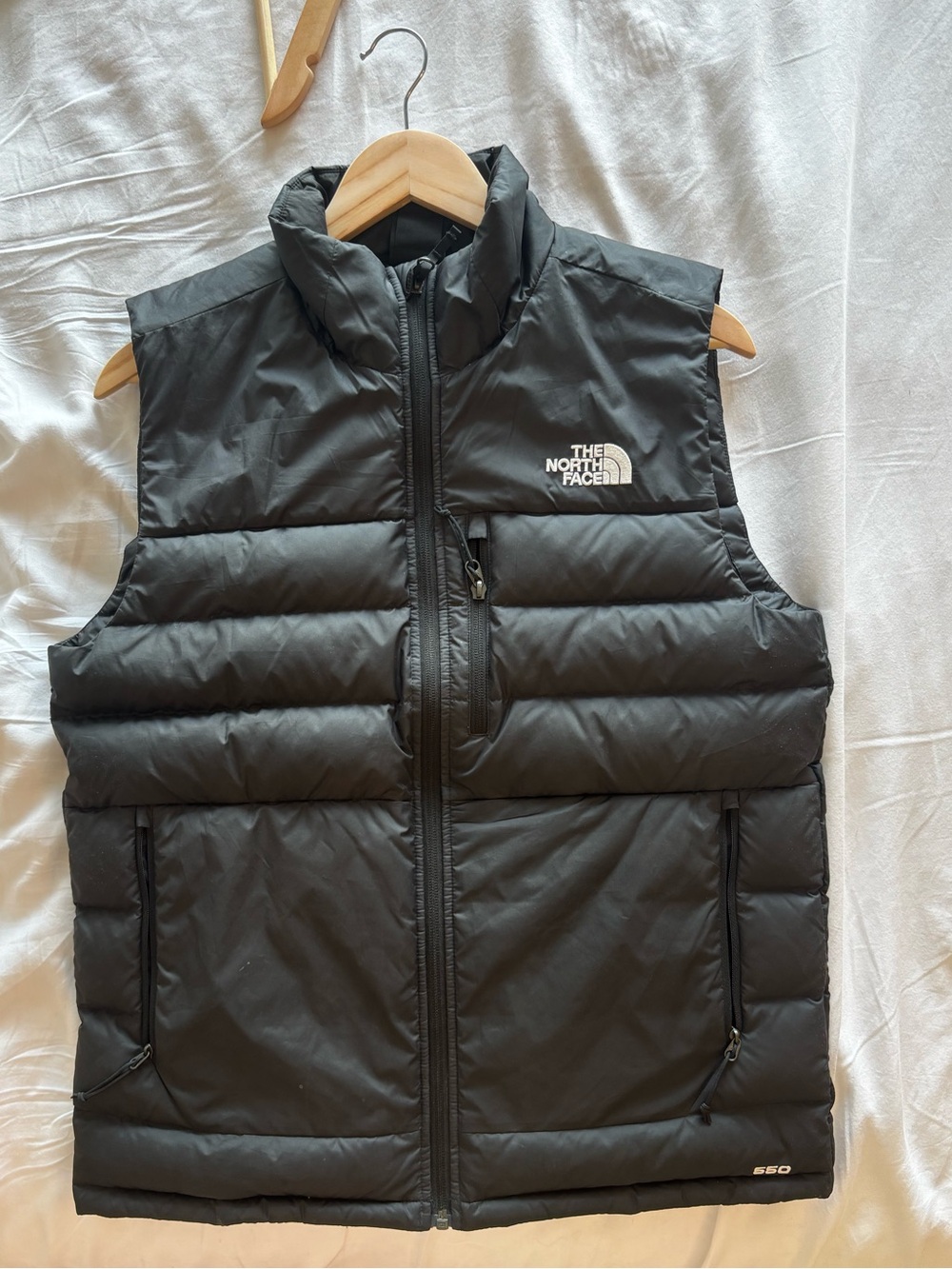 The North Face Black Quilted Puffer Jacket with White Logo